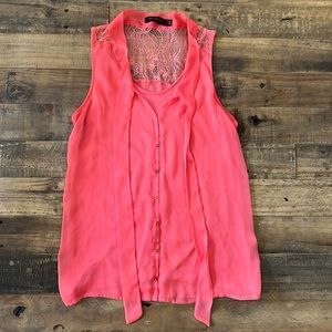Coral Sleeveless Blouse